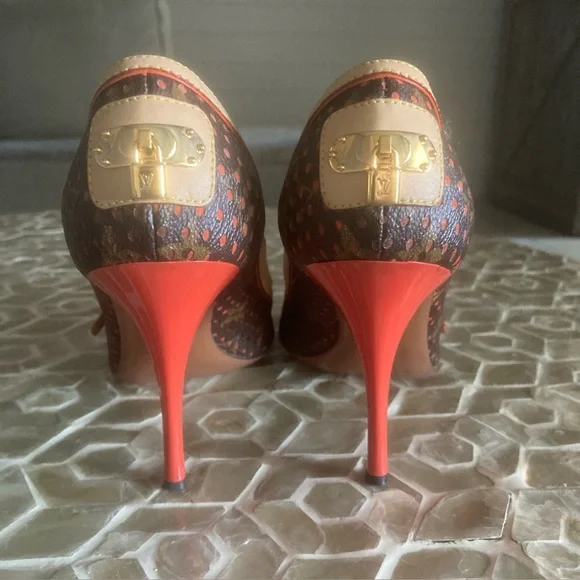 LOUIS VUITTON Limited Edition Fuchsia Monogram Perforated Open-Toe Pumps
